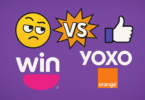 YOXO Orange vs WIN Inwi, comparaison des forfaits mobiles sans engagement au Maroc, illustration d’un duel humoristique entre flexibilité et générosité data en 2025.