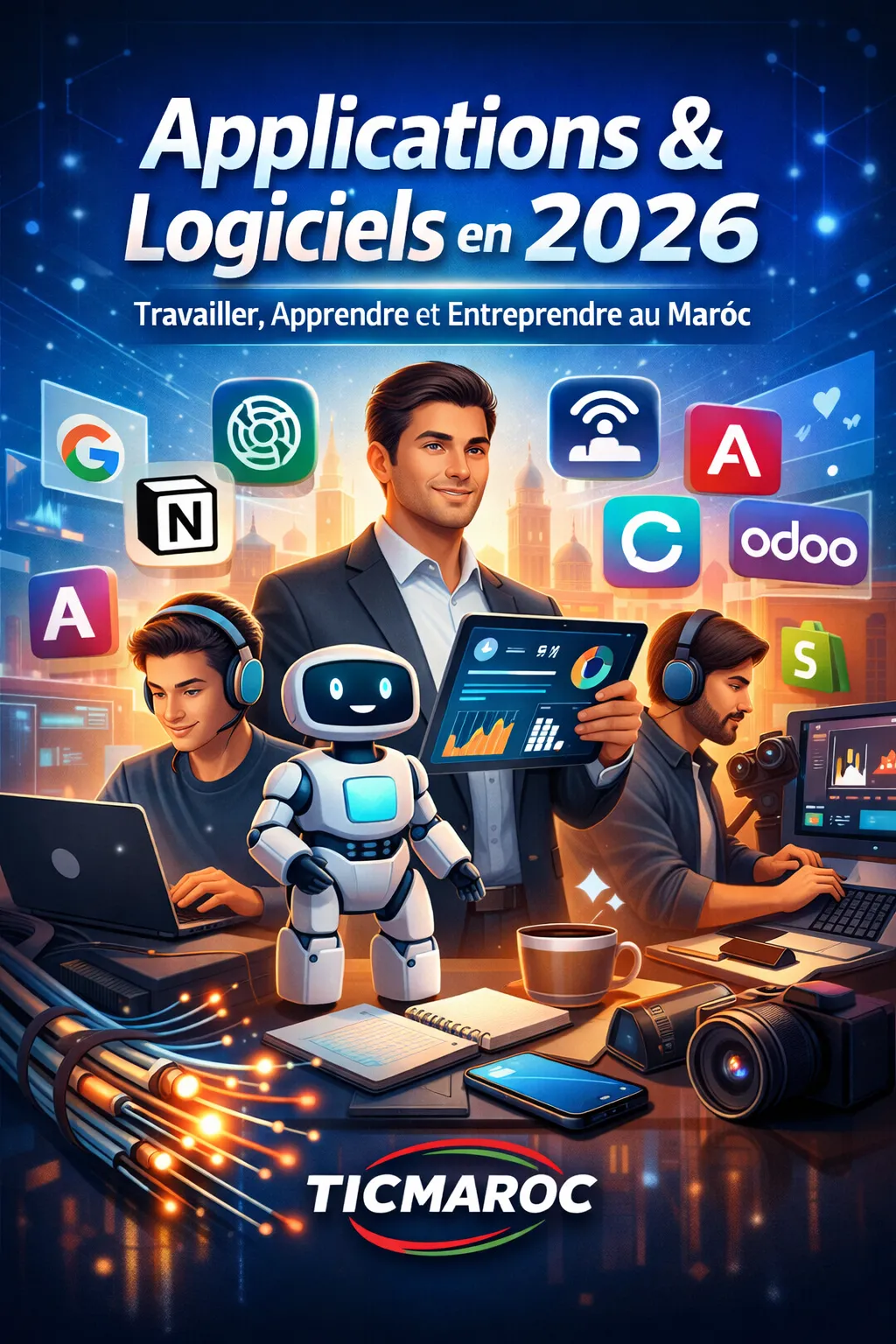 Applications et logiciels en 2026 au Maroc : outils numériques et intelligence artificielle pour travailler, apprendre et entreprendre