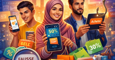 Bons plans et promotions en 2026 au Maroc : consommateurs utilisant des applications pour trouver les meilleures offres et éviter les fausses réductions