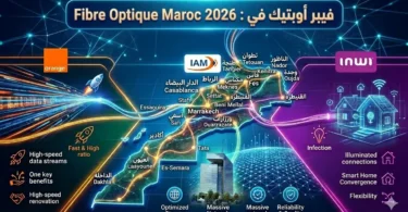 "Carte de couverture et comparatif Fibre Optique Maroc 2026 entre Orange, Maroc Telecom (IAM) et Inwi."