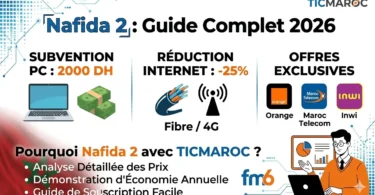 Guide complet Nafida 2 Maroc 2026 : Subvention PC 2000 Dh et réduction 25% internet Fibre Optique Orange, IAM, Inwi.