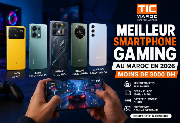 smartphone gaming Maroc 3000 DH comparatif 2026 Poco X6 Pro Redmi Note 13 Pro Infinix GT 20 Pro Realme Narzo Samsung A34