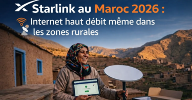 Starlink Maroc 2026 installation internet satellite dans un village rural avec antenne et connexion haut débit