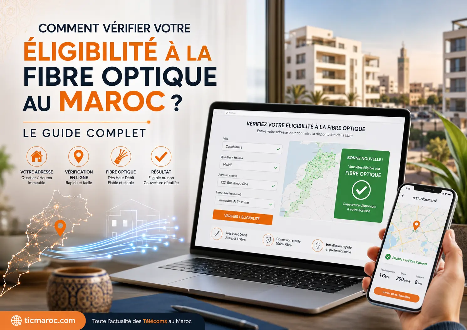 Vérifier l’éligibilité à la fibre optique au Maroc avec TestFibre.ma