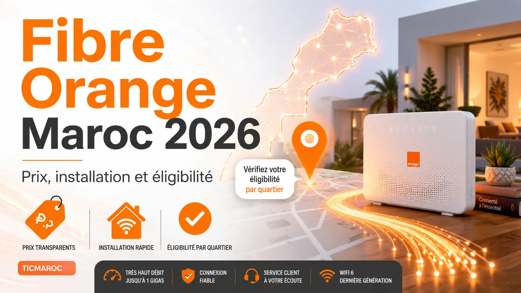 Fibre Orange Maroc 2026 avec prix, installation et test d’éligibilité par quartier