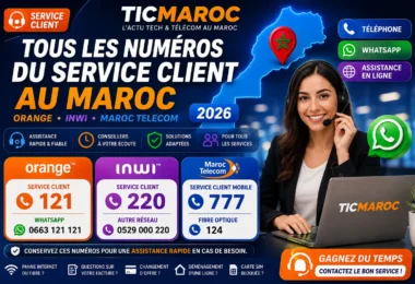 Numéros du service client au Maroc 2026 : Orange Maroc, inwi et Maroc Telecom - téléphone, WhatsApp, assistance Internet et Fibre Optique.