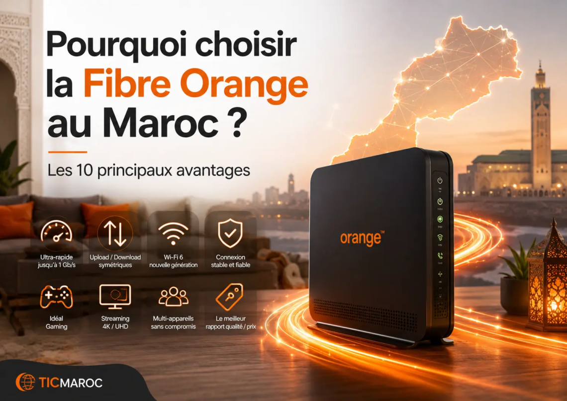 Pourquoi choisir la Fibre Orange au Maroc en 2026 : débit rapide, Wifi 6, streaming 4K et connexion stable