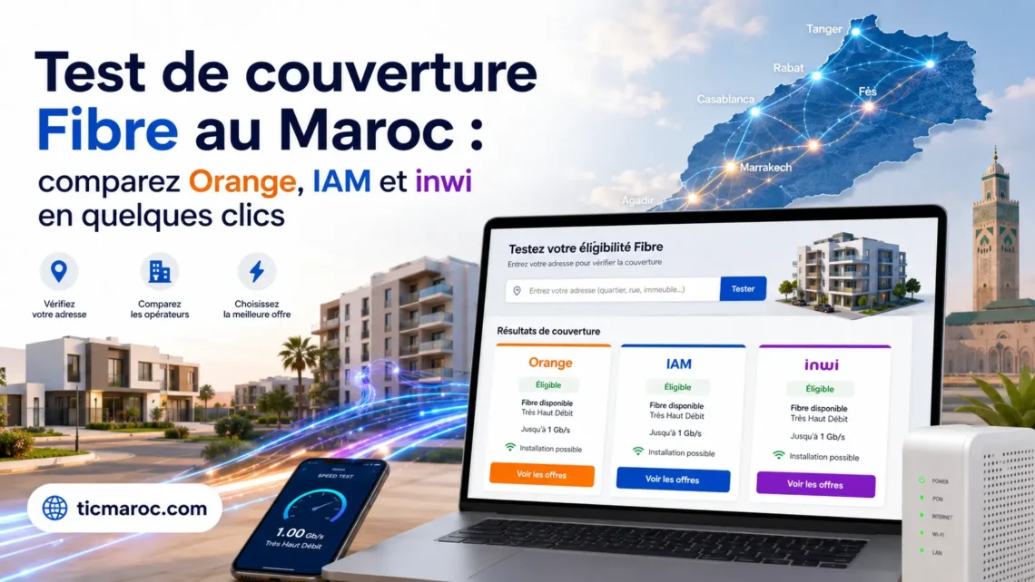 Test de couverture fibre Maroc pour comparer Orange, IAM et inwi depuis une seule interface